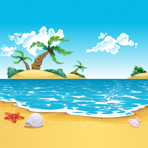 Imagem de praia, estrela e concha (fonte: freepick)