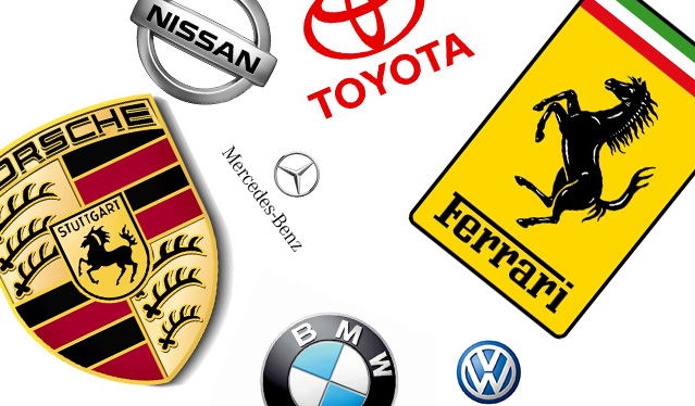 algumas logomarcas de marcas famosas de carros